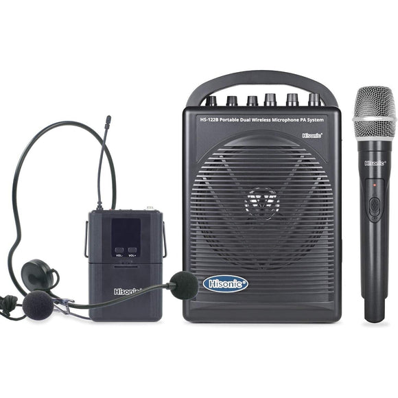 Used Hisonic HS122B Rechargeable Portable PA System with Dual Microphone