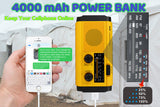 Kaito KA278 Emergency Weather Radio NOAA AM FM 4000mAh Power Bank Solar Crank, Yellow