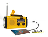 Kaito KA278 Emergency Weather Radio NOAA AM FM 4000mAh Power Bank Solar Crank, Yellow