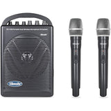 Hisonic HS122B-HH Rechargeable & Portable PA (Public Address) System with Built-in Dual UHF Wireless Microphones (2 Handhelds)