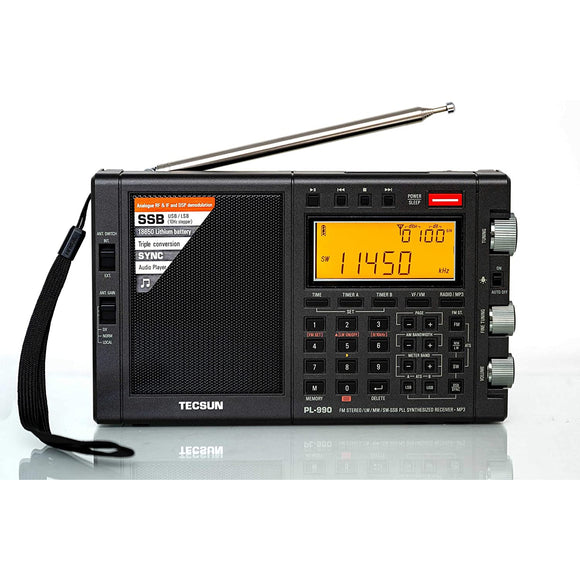 Tecsun PL990 Digital Worldband AM/FM Shortwave Longwave Radio with Single Side Band Reception & MP3 Player, Matte Black