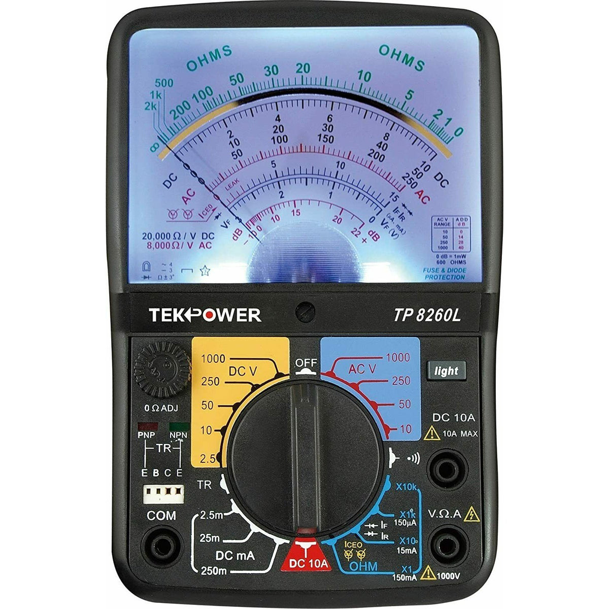 Tekpower TP8260L Analog Multimeter With Back Light, and Transistor