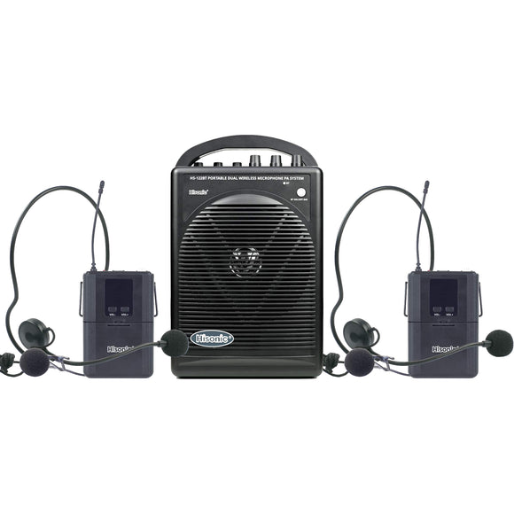 Hisonic HS122BT-LL Portable and Rechargeable PA System with Dual UHF Wireless Microphones & Bluetooth Connection