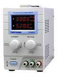 Tekpower TP3005TN Variable Linear DC Power Supply, 0-30V @ 0-5A with Alligator Test Leads; 110/220 Volt Switchable
