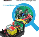 Tekpower TP8582D 2-in-1 70W Soldering Iron and 750W SMD Hot Air Rework Station, 896 °F Maximum