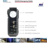 Kaito KA346 Digital 4-Way Powered AM/FM NOAA Weather Alert Emergency Radio with Alarm Clock, LED Flashlight, 5V USB Mobile Phone Charger & MP3 Player