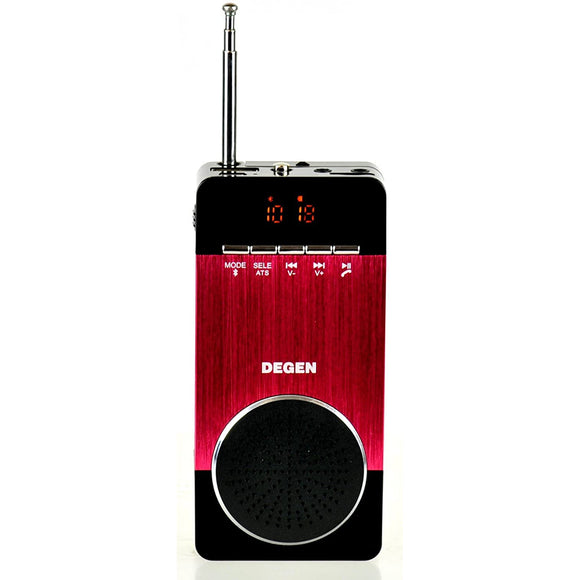 DEGEN DE660 3-in-1 Portable Bluetooth Speaker, Plug-n-Play USB/Micro SD MP3 Player and FM Radio with Voice Prompt, Red