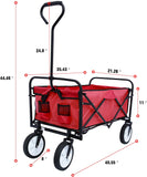 Kaito TC3015 Collapsible Outdoor Utility Wagon with 8" Wheels and Padded Handle (Red)