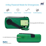 Kaito V2 Best NOAA and SW Portable Solar/Hand Crank AM/FM, Shortwave & NOAA Weather Emergency Radio with USB Cell Phone Charger & LED Flashlight, Green