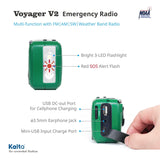 Kaito V2 Best NOAA and SW Portable Solar/Hand Crank AM/FM, Shortwave & NOAA Weather Emergency Radio with USB Cell Phone Charger & LED Flashlight, Green