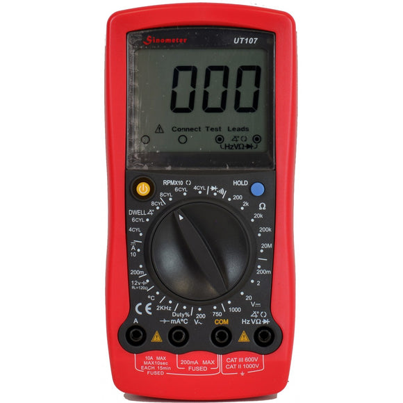 Used Sinometer UT107 Automotive Digital Multimeter Dwells and a Tachometer