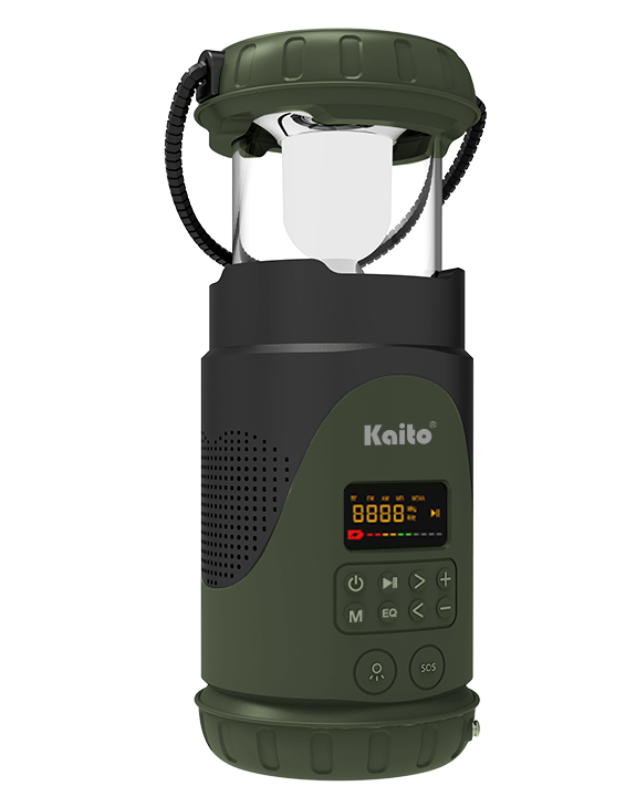 Kaito KL101 Emergency Camping Lantern & Flashlight, Hand Crank & Solar Powered, 5000mAh Rechargeable Battery, AM/FM/Weather Radio, Waterproof, SOS Alarm, USB Charging
