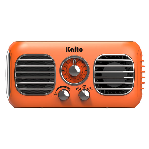 Kaito KA777 AM FM NOAA Weather Emergency Radio with Fan and Flashlight - Orange