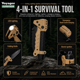 Kaito Voyager Survivor 3” Survival Knife with Crank Dynamo Arc Ignition Fire Starter Waterproof Handle Multi-Tool Design for Camping Emergency Self-Defense