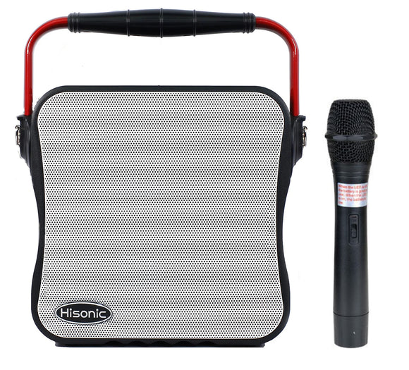 Hisonic HS468H VHF Single Channel Wireless PA system with MP3 Player, FM Radio, White