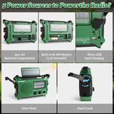 Kaito KA500 Voyager Solar Crank Emergency Weather Alert Radio with Adapter, Green