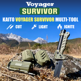 Kaito Voyager Survivor 3” Survival Knife with Crank Dynamo Arc Ignition Fire Starter Waterproof Handle Multi-Tool Design for Camping Emergency Self-Defense