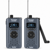 Kaito Voyager Ranger Walkie Talkies Long Range Rechargeable 2-Way Dynamo Crank Radios with NOAA Weather Alerts, Flashlight & USB Charging Outdoor Communication for Camping, Hiking & Emergencies (2-Pack)