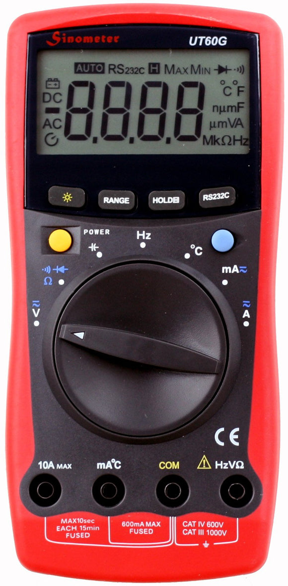 Uni-T UT60G Auto Ranging AC/DC Digital Multimeter with Computer RS232 PC Interface, with Temperature,Frequency and Capacitance Measurement, Sinometer