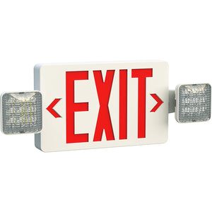 Tekpower GC4 120/277V 2-in-1 Exit Sign & LED Emergency Light with Dual Adjustable Lamp Heads, Color White