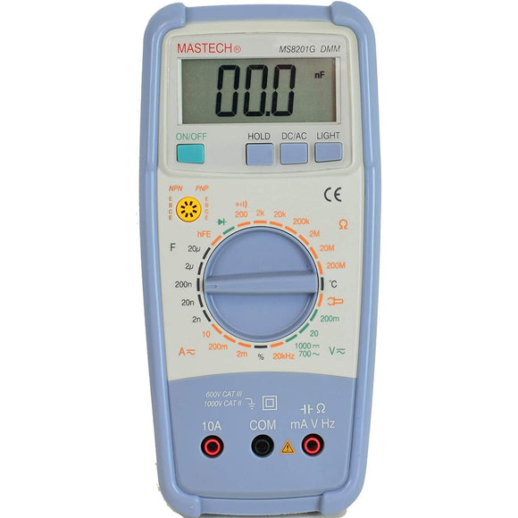 Mastech MS8201G AC/DC 31-Range 10A Digital Multimeter with Back-lit LCD Display & Temperature Measurement