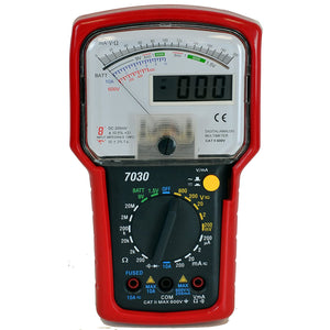 Tekpower TP7030 Hybrid Dual Display 8-Function 20-Range Analog & Digital Multimeter with Battery Tester, High Accuracy,Strong Rubber Case Protection