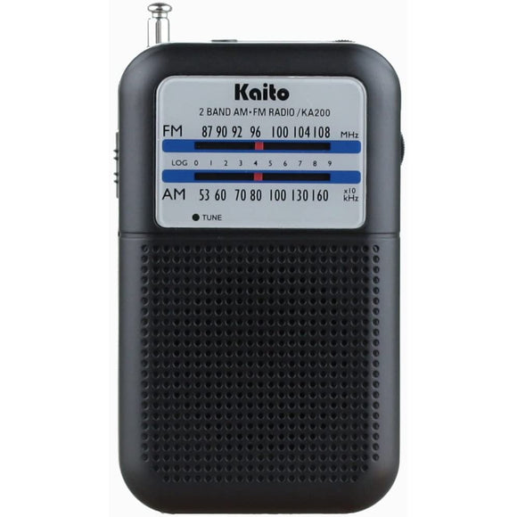 Kaito KA200 Pocket AM/FM Radio Receiver Black