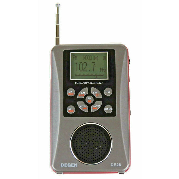DEGEN DE28 Rechargeable AM FM ShortWave Radio Voice Recorder MP3 Player