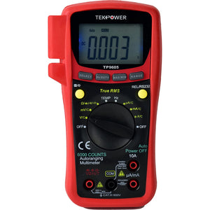 TekPower TP9605BT Auto Ranging Digital True RMS Smart Multimeter with Bluetooth & USB Connection, Free App Available for iOS and Android