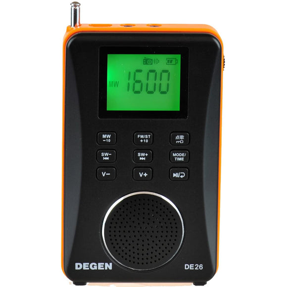 DEGEN DE26 3-in-1 Rechargeable AM/FM Shortwave Radio, Portable Speaker & MP3 Player with Built-in Micro SD/TF Card Reader