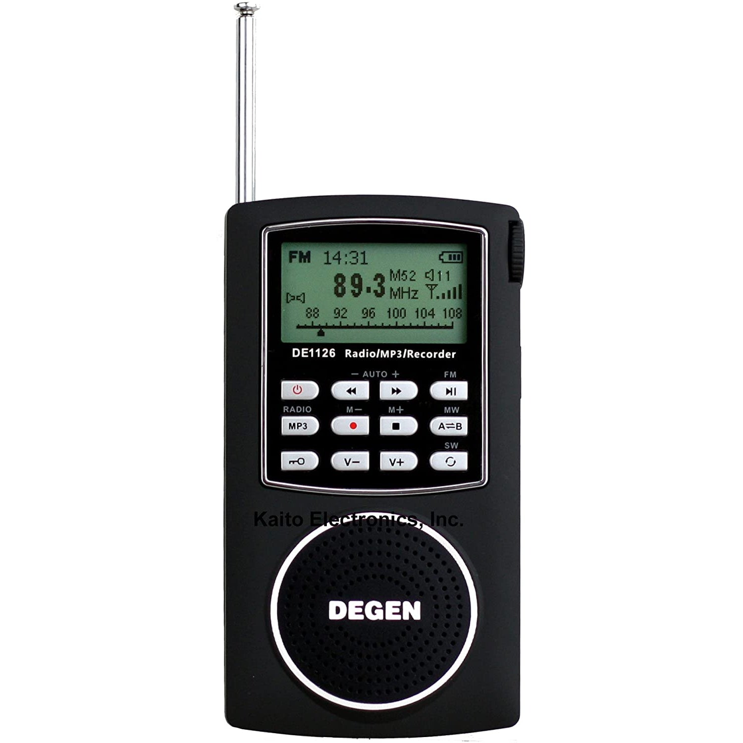 DEGEN DE1126 Ultra-Thin AM/FM/SW Radio with 4GB MP3 Player, Voice Reco –  Kaito Electronic Inc