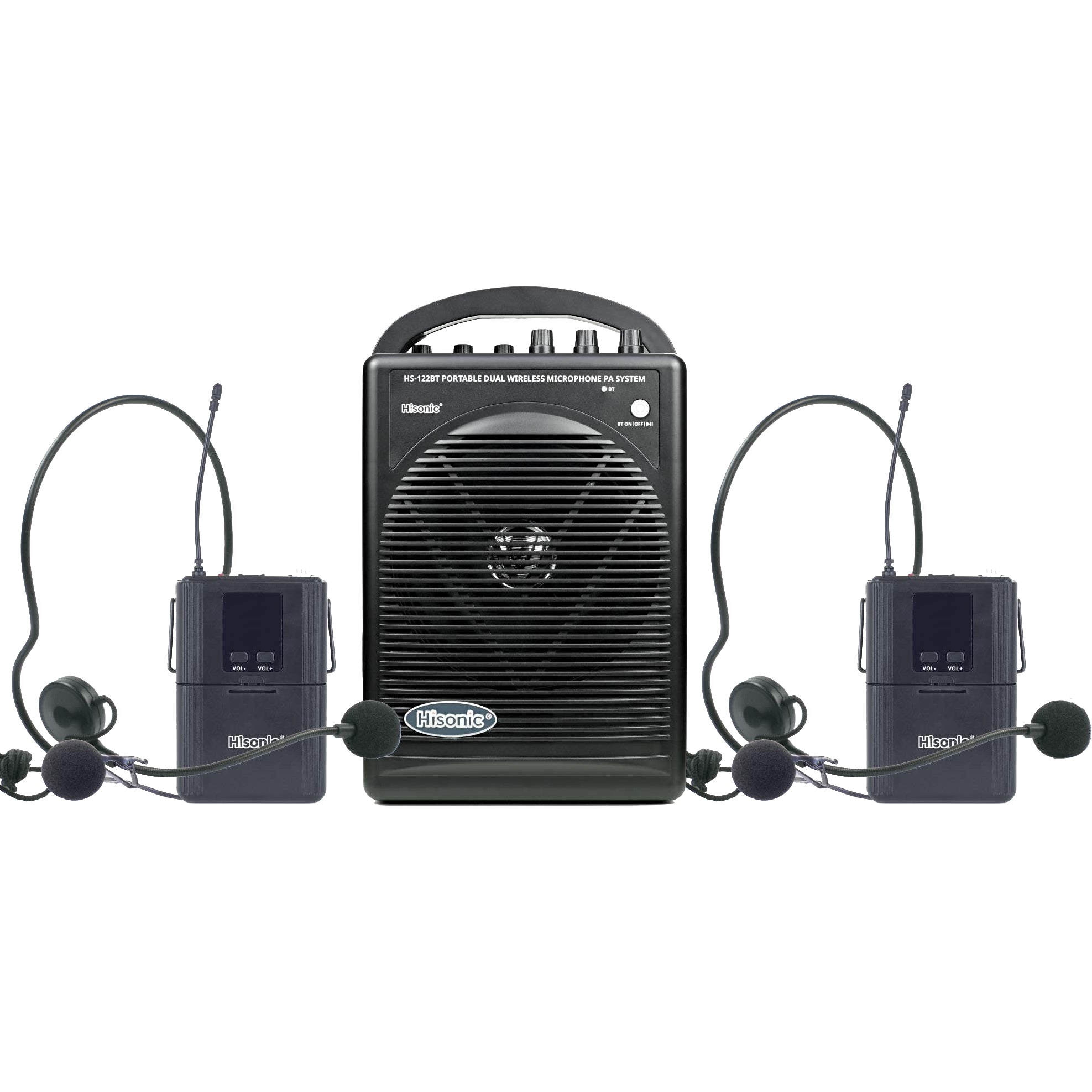 Kaito Electronic Inc Hisonic HS122BT-LL Portable and Rechargeable PA System with Dual UHF Wireless Microphones & Bluetooth Connection