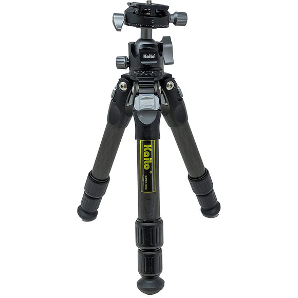 Kaito K253-30C Mini 3-Section 20-Inch Carbon Fiber Camera Tripod with 360° Panorama Ball Head and Quick Release Plate, Maximum Load Capacity 17.6 lbs, Carrying Bag Included
