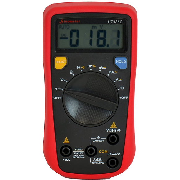 Sinometer UT136C Pocket-size AC/DC Digital Multimeter with Temperature ...