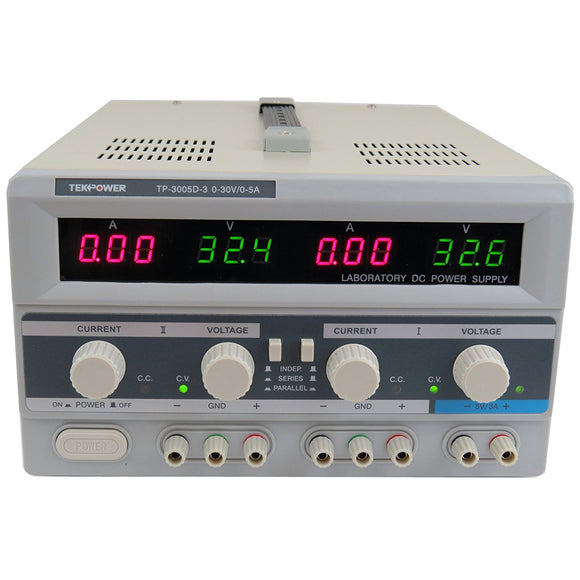 Tekpower TP3005D-3 Digital Variable Triple Outputs Linear-Type DC Power Supply, 0-30 Volts @ 0-5 Amps