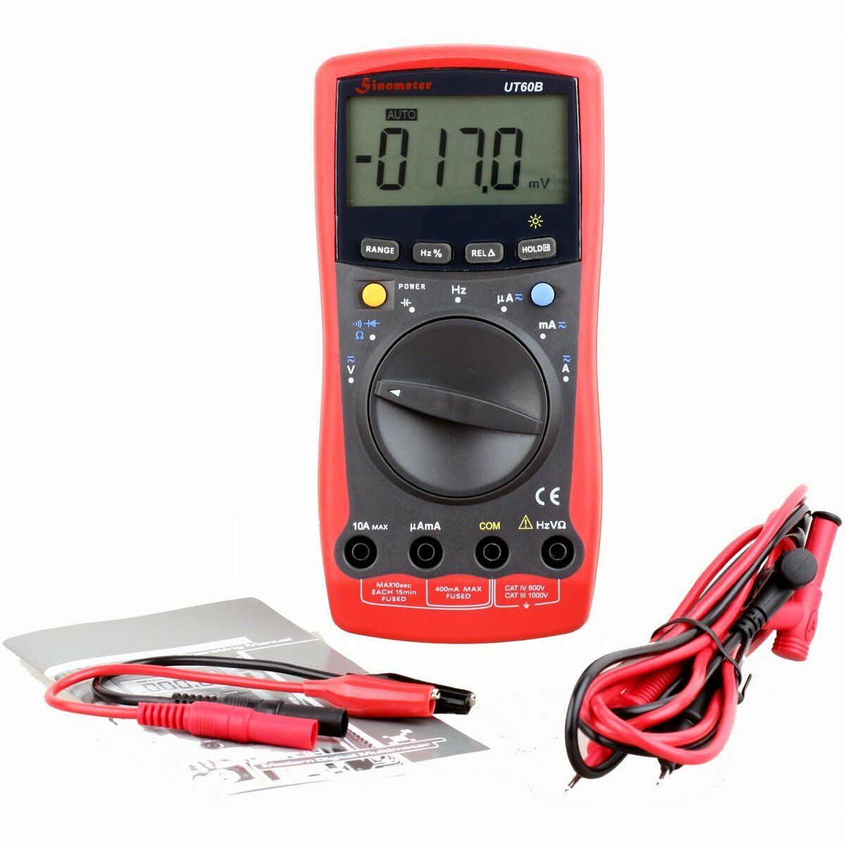Sinometer UT60B Auto Range AC DC 10A Digital Multimeter Volts Amp Resi ...