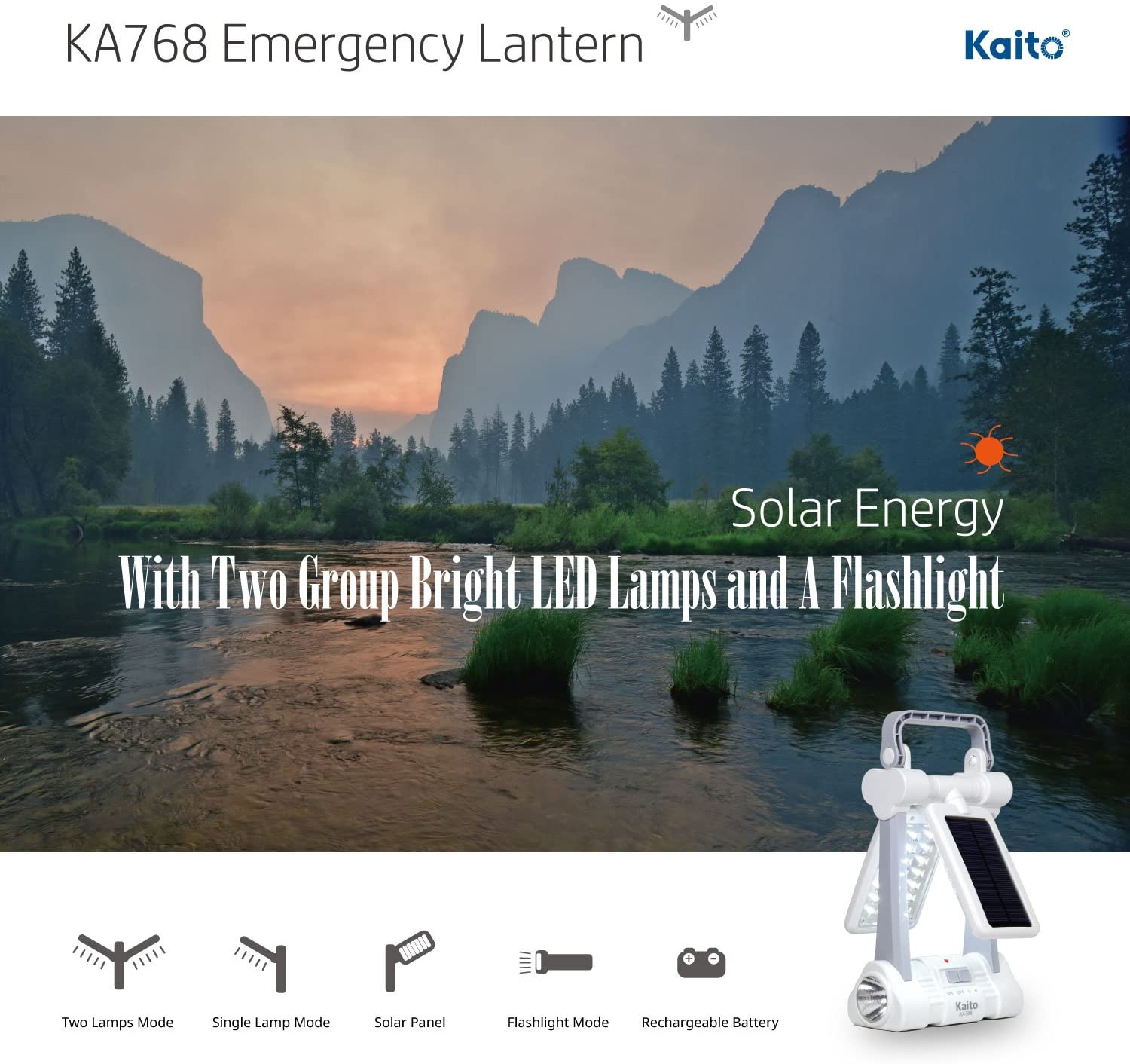 Kaito KA768 Multi-Functional Twin-Panel Rechargeable & Portable