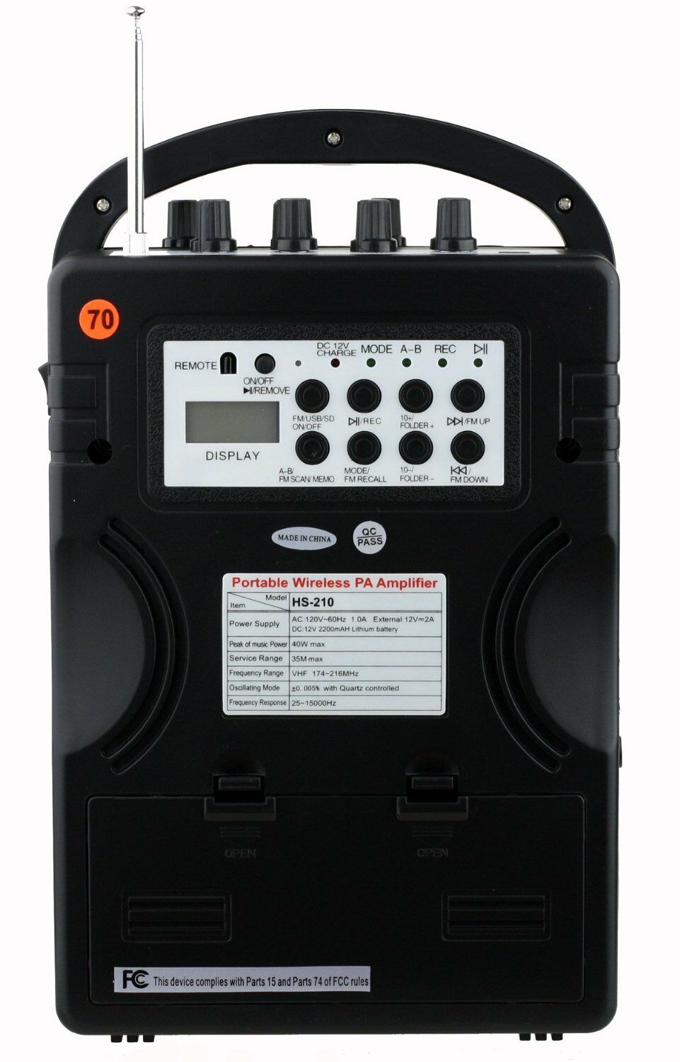 NEW HISONIC HS-322RECHARGEABLE PORTABLE WIRELESS good PA SYSTEM