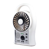 Kaito 3-in-1 KA752 Rechargeable 5" 2-Speed Battery-Powered Personal Fan with Scan FM Radio & 24-LED Camping Lantern