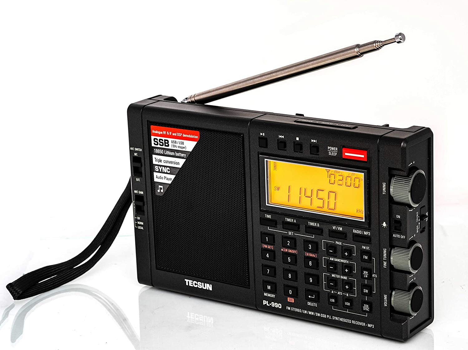 Tecsun PL990 Digital Worldband AM/FM Shortwave Longwave Radio with Single  Side Band Reception & MP3 Player, Matte Black