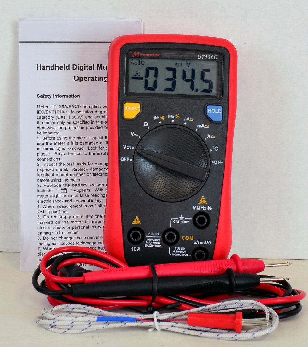 Sinometer UT136C Pocket-size AC/DC Digital Multimeter with Temperature ...