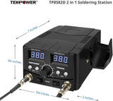 Tekpower TP8582D 2-in-1 70W Soldering Iron and 750W SMD Hot Air Rework Station, 896 °F Maximum