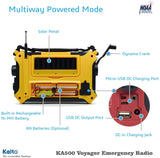 Kaito KA500 Voyager Solar Crank Emergency Weather Alert Radio with Adapter