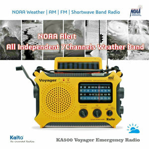 Kaito KA500 AM FM Shortwave Solar Crank Emergency Weather Alert Radio Yellow