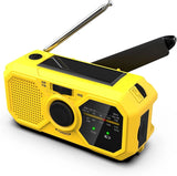 Kaito V5 Emergency AM FM Weather Radio Solar Panel Crank LED Flashlight Yellow