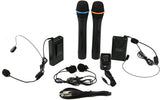 Hisonic HS596B Dual Wireless Microphone System, Deluxe Package: 2 Handheld & 2 Body Pack Transmitter with 2 Lavaliere and 2 Headset Microphones