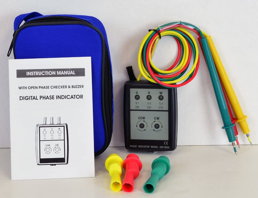 Tekpower Digital LED Phase Rotation Indicator, 20-400Hz