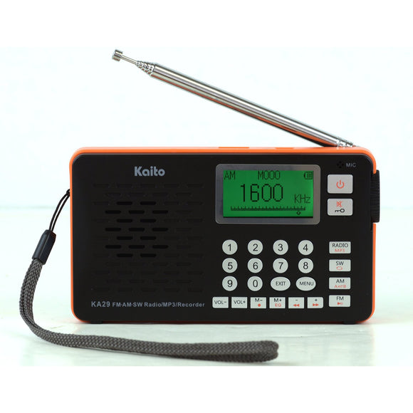 Kaito KA29 All in one World Receiver with Recorder, AM FM SW Radio and MP3 Player
