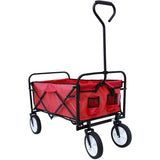 Kaito TC3015 Collapsible Outdoor Utility Wagon with 8" Wheels and Padded Handle (Red)