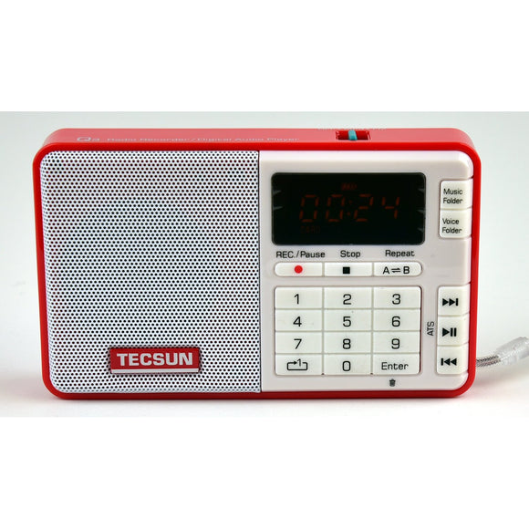 Tescun Q3 Mini Size MP3 Player, FM Radio and Voice/Radio Recorder, Red